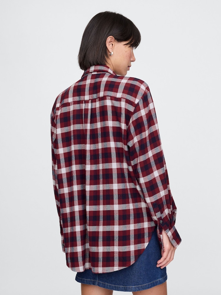 Gap Red Oversized Flannel Shirt - Image 2 of 5 Gap Red Oversized Flannel Shirt - Image 2 of 5