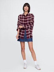 Gap Red Oversized Flannel Shirt - Image 3 of 5