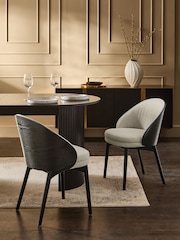 Set of 2 Tweedy Plain Light Grey Kensley Black Leg Dining Chairs - Image 1 of 9