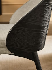 Set of 2 Tweedy Plain Light Grey Kensley Black Leg Dining Chairs - Image 2 of 9