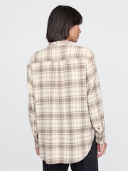 Gap Beige Oversized Flannel Shirt - Image 2 of 5