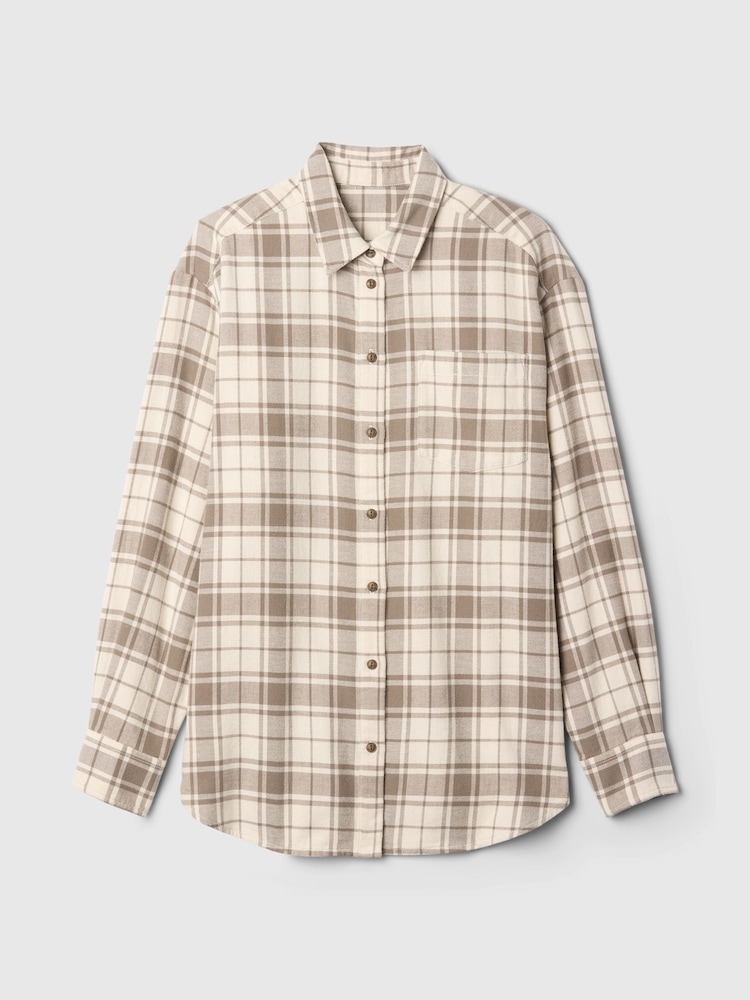Gap Beige Oversized Flannel Shirt - Image 5 of 5