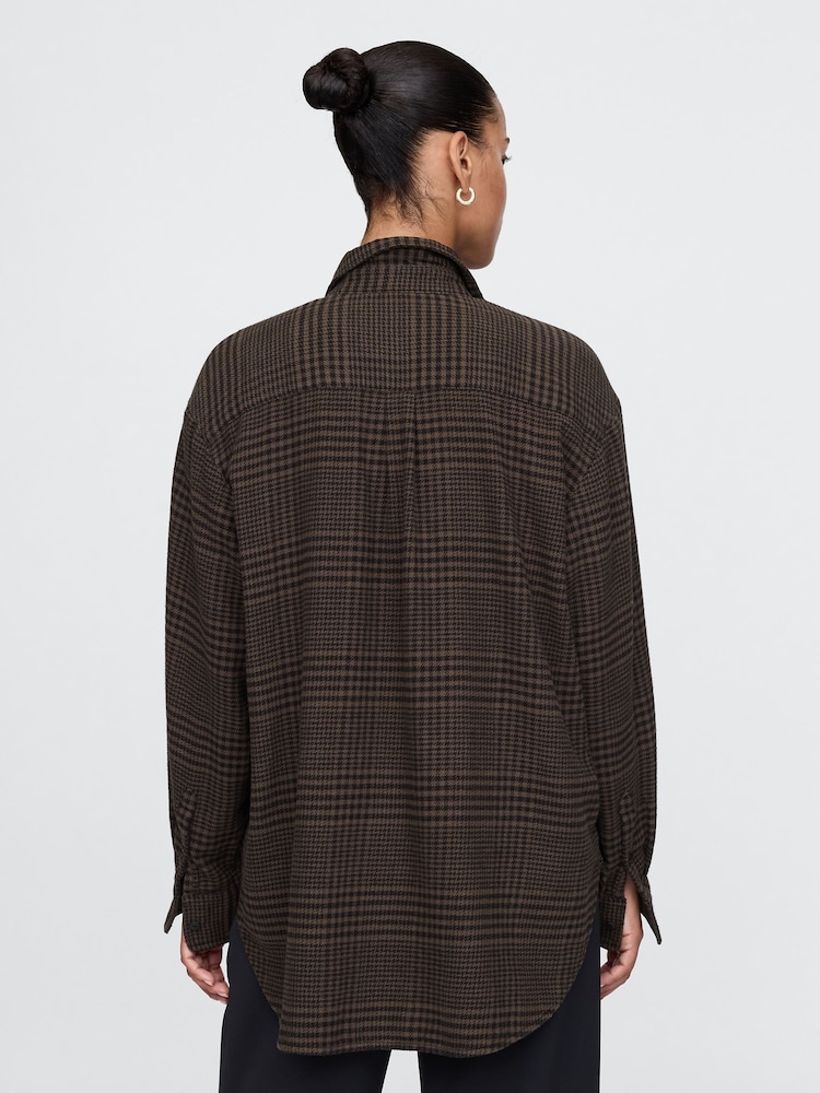 Gap Brown Oversized Flannel Shirt - Image 2 of 5