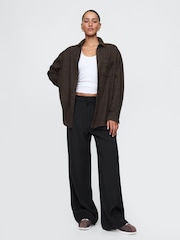 Gap Brown Oversized Flannel Shirt - Image 3 of 5