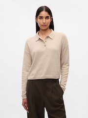 Gap Beige CashSoft Polo Jumper - Image 1 of 4