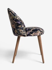 Set of 2 Soft Velvet Floral Dark Blue Newman Dark Wood Leg Dining Chairs - Image 6 of 8