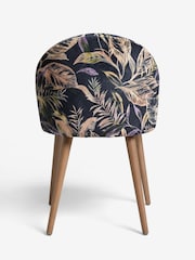 Set of 2 Soft Velvet Floral Dark Blue Newman Dark Wood Leg Dining Chairs - Image 7 of 8