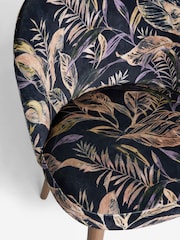 Set of 2 Soft Velvet Floral Dark Blue Newman Dark Wood Leg Dining Chairs - Image 8 of 8
