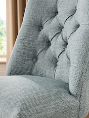 Set of 2 Chunky Weave Mid Blue Wolton Light Wood Leg Collection Luxe Button Dining Chairs - Image 3 of 10