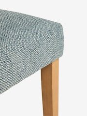 Set of 2 Chunky Weave Mid Blue Wolton Light Wood Leg Collection Luxe Button Dining Chairs - Image 9 of 10