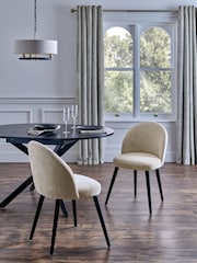 Set of 2 Cotswold Chenille Light Natural Newman Black Leg Dining Chairs - Image 1 of 8