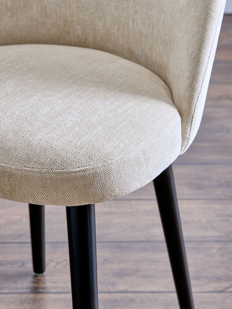 Set of 2 Cotswold Chenille Light Natural Newman Black Leg Dining Chairs - Image 2 of 8