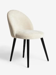 Set of 2 Cotswold Chenille Light Natural Newman Black Leg Dining Chairs - Image 4 of 8