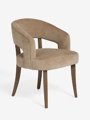 Set of 2 Fine Chenille Sand Natural Remi Dark Wood Leg Dining Chairs - Image 7 of 11