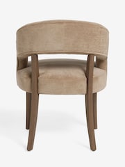 Set of 2 Fine Chenille Sand Natural Remi Dark Wood Leg Dining Chairs - Image 9 of 11