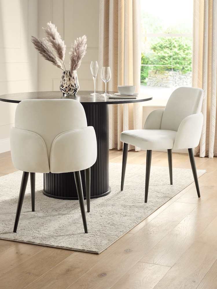 Natural Clara Black Leg Dining Chairs - Image 1 of 8