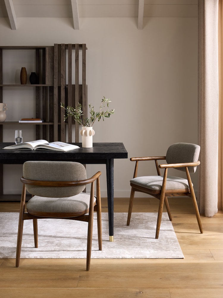 Mid Natural Brennan Single Brushed Weave Mink Dining Chair - Image 1 of 8