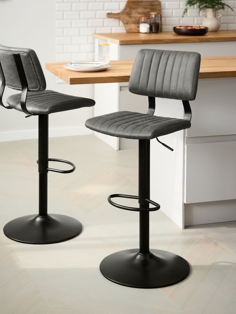 Monza Faux Leather Dark Grey Aiden Bar Stool - Image 1 of 8