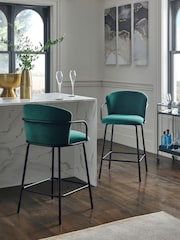 Soft Velvet Marine Blue Hugh Bar Stool - Image 1 of 9