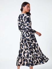 Roman Black Abstract Print Midi Dress - Image 3 of 5
