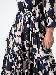 Roman Black Abstract Print Midi Dress - Image 5 of 5