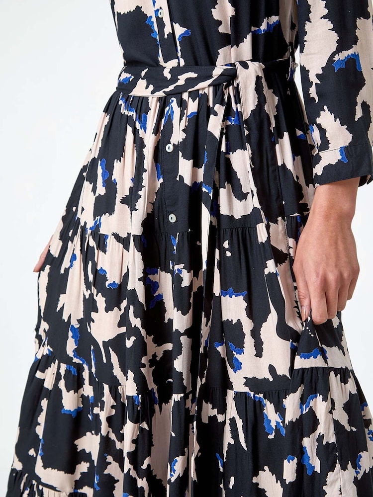 Roman Black Abstract Print Midi Dress - Image 5 of 5