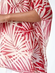 Roman Natural Petite Leaf Print Overlay Top - Image 5 of 5