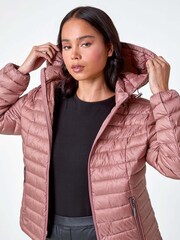 Roman Pink Quilted Hooded Puffer Coat - Image 4 of 5
