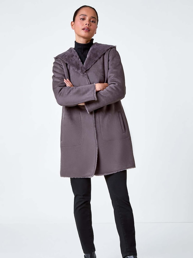 Roman Grey Reversible Faux Sheepskin Coat - Image 1 of 5