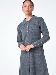 Roman Grey Collar Detail Knit Shift Dress - Image 1 of 5