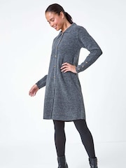 Roman Grey Collar Detail Knit Shift Dress - Image 2 of 5