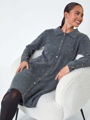 Roman Grey Collar Detail Knit Shift Dress - Image 4 of 5
