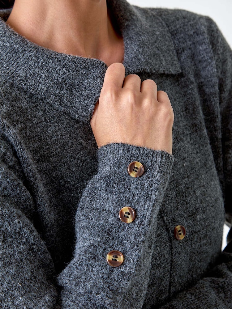 Roman Grey Collar Detail Knit Shift Dress - Image 5 of 5