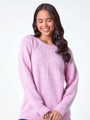 Roman Pink Petite Pearl Detail Knit Jumper - Image 1 of 5