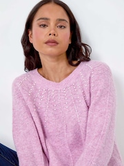 Roman Pink Petite Pearl Detail Knit Jumper - Image 4 of 5