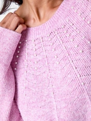 Roman Pink Petite Pearl Detail Knit Jumper - Image 5 of 5