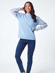 Roman Blue Floral Print 2 in 1 Knit Jumper - Image 2 of 5