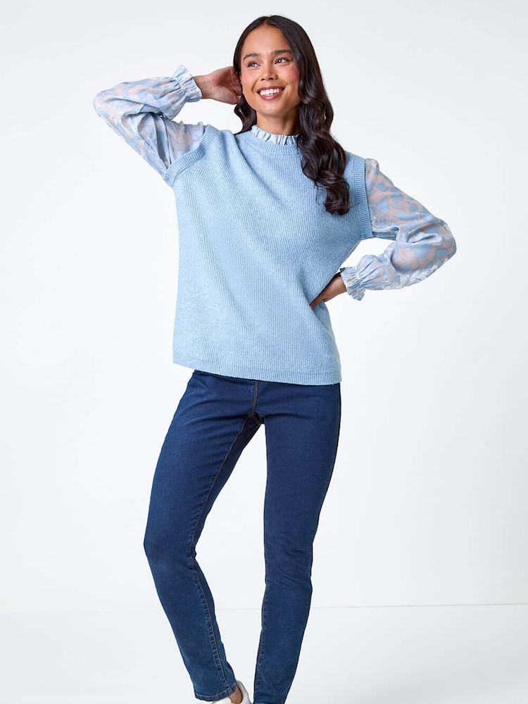 Roman Blue Floral Print 2 in 1 Knit Jumper - Image 2 of 5