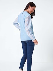Roman Blue Floral Print 2 in 1 Knit Jumper - Image 3 of 5