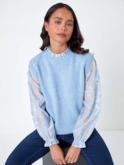 Roman Blue Floral Print 2 in 1 Knit Jumper - Image 4 of 5