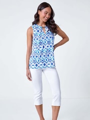 Roman Blue Petite Chain Trim Stretch Top - Image 2 of 5