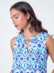 Roman Blue Petite Chain Trim Stretch Top - Image 4 of 5