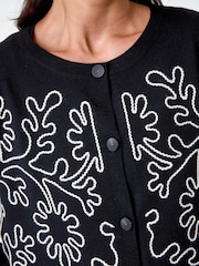 Roman Black Floral Button Through Cardigan - Image 5 of 5