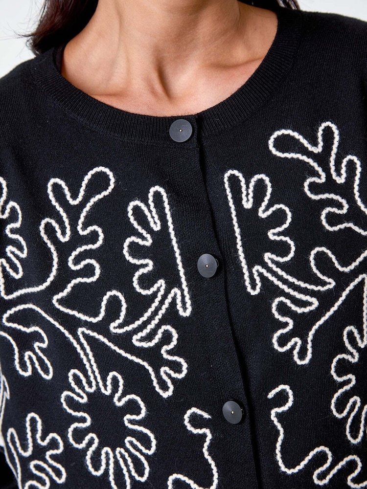 Roman Black Floral Button Through Cardigan - Image 5 of 5