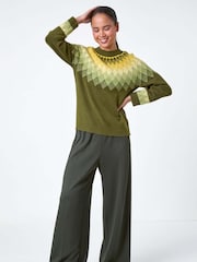 Roman Green Petite Diamond Print Jumper - Image 2 of 5