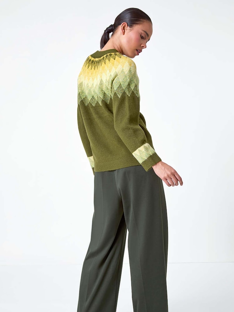 Roman Green Petite Diamond Print Jumper - Image 3 of 5