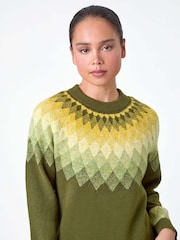 Roman Green Petite Diamond Print Jumper - Image 4 of 5