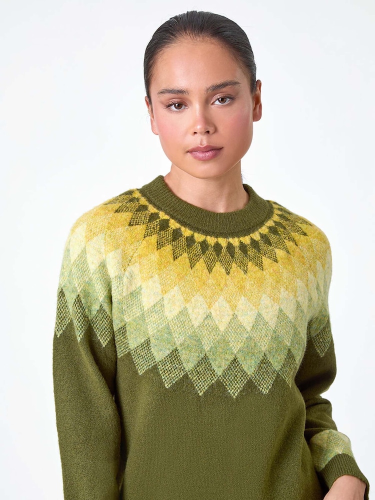Roman Green Petite Diamond Print Jumper - Image 4 of 5