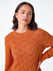 Roman Orange Petite Crochet Knit Jumper - Image 4 of 5