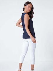 Roman Blue Petite Chain Trim Stretch Top - Image 3 of 5